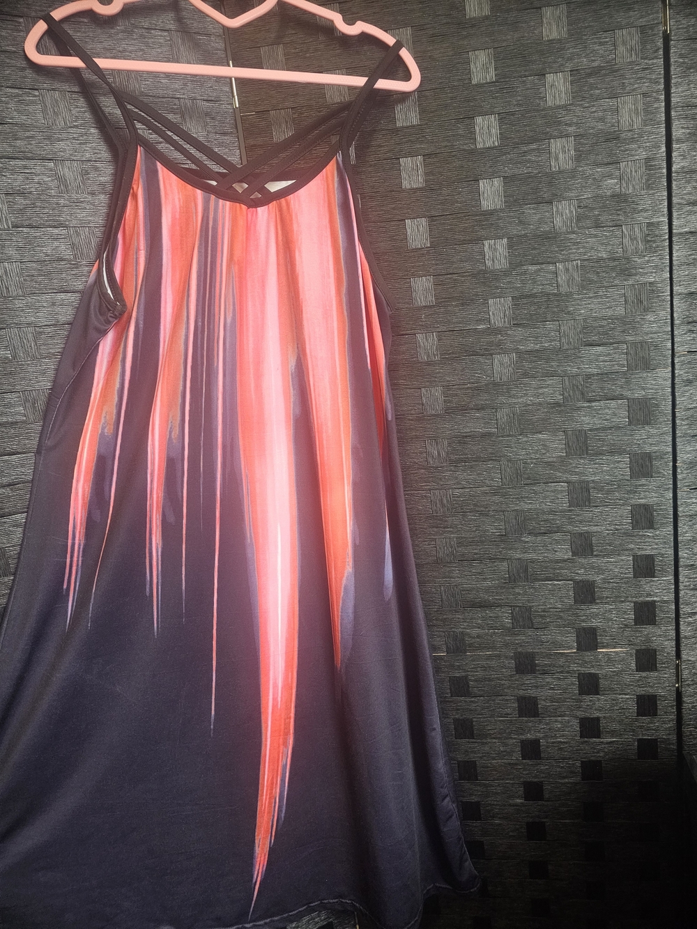 Women’s Black Dress with Pink-Red Brushstroke Print